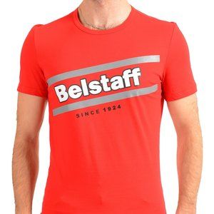 Belstaff Men's Bright Red Short Sleeve Logo Print Crewneck T-Shirt